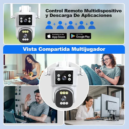 Cámara De Seguridad 4k Doble Lente 355º Giratorio