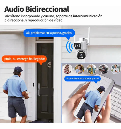 Cámara De Seguridad 4k Doble Lente 355º Giratorio